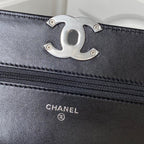 CHANEL 19 WOC 19CM BLACK LAMBSKIN SILVER HARDWARE