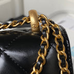 CHANEL MINI 19 FLAP BAG IN BLACK CALFSKIN GOLD HARDWARE