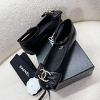 CHANEL MARY JANE BOW SHOES IN BLACK LAMBSKIN