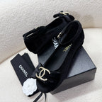 CHANEL MARY JANE SHOES IN BLACK VELVET