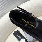 CHANEL MARY JANE SHOES IN BLACK VELVET