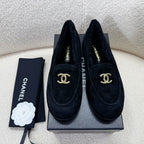 CHANEL LOAFER IN BLACK SUEDE AND WOOL LINING