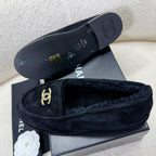CHANEL LOAFER IN BLACK SUEDE AND WOOL LINING