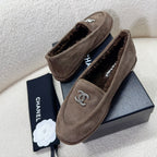 CHANEL LOAFER IN CHOCOLATE BROWN SUEDE AND WOOL LINING
