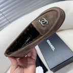 CHANEL LOAFER IN CHOCOLATE BROWN SUEDE AND WOOL LINING
