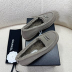 CHANEL LOAFER IN SMOKE GRAY SUEDE AND WOOL LINING