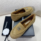 CHANEL LOAFER IN PEANUT BROWN SUEDE AND WOOL LINING