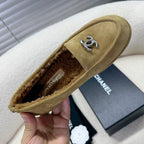 CHANEL LOAFER IN PEANUT BROWN SUEDE AND WOOL LINING