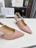 DIOR J'A SLINGBACK PUMP LIGHT PINK CALFSKIN AND EMBROIDERED FABRIC 65 MM