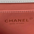 CHANEL MINI FLAP BAG 19 IN WHITE CALFSKIN WITH DOUBLE GOLD BALL