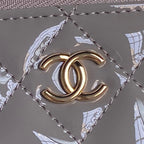 CHANEL 25S VANITY CASE 17 IN CHARCOAL GRAY PATENT CALFSKIN GOLD HARDWARE
