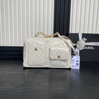 CHANEL BOWLING BAG 29 IN OFF-WHITE CALFSKIN GOLD HARDWARE
