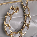 CHANEL BOWLING BAG 29 IN GREY CALFSKIN GOLD HARDWARE