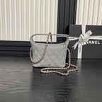 CHANEL HOBO BAG 21 IN RHINO GRAY GRAINED CALFSKIN GOLD HARDWARE