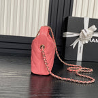 CHANEL HOBO BAG 21 IN FROLY PINK GRAINED CALFSKIN GOLD HARDWARE