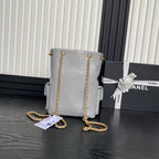 CHANEL CRUISE DRAWSTRING BACKPACK 24 IN GREY LAMBSKIN GOLD-TONE METALLIC