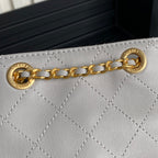 CHANEL CRUISE DRAWSTRING BACKPACK 24 IN GREY LAMBSKIN GOLD-TONE METALLIC