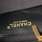 CHANEL 25S BOW BAG 38 IN BLACK LAMBSKIN WITH GOLD HARDWARE