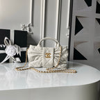 CHANEL 25S MINI BOW BAG 26 IN CREAM WHITE LAMBSKIN WITH GOLD HARDWARE