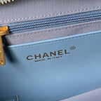 CHANEL 25S BOW BAG 38 IN DARK BLUE DENIM WITH GOLD HARDWARE