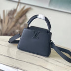 LOUIS VUITTON CAPUCINES EAST-WEST MINI 21 IN BLACK TAURILLON