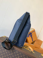LOUIS VUITTON AVENUE SLINGBAG 31 IN NAVY BLUE TAIGA LEATHER