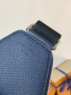 LOUIS VUITTON AVENUE SLINGBAG 31 IN NAVY BLUE TAIGA LEATHER