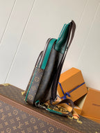LOUIS VUITTON AVENUE SLINGBAG 31 IN BROWN MIX GREEN DAMIER GRAPHITE CANVAS