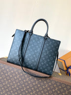 LOUIS VUITTON LV 25S SAC PLAT BAG 39 IN BLACK MONOGRAM ECLIPSE CANVAS