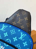 LOUIS VUITTON AVENUE SLINGBAG 31 IN BLUE AND BROWN TAIGA LEATHER