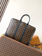 LOUIS VUITTON LV 25S PORTE- DOCUMENTS VOYAGE 41 IN BROWN AND BLACK EMBOSSED DAMIER INFINI CALFSKIN