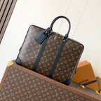 LOUIS VUITTON LV 25S PORTE- DOCUMENTS VOYAGE 41 IN BROWN AND BLACK EMBOSSED DAMIER INFINI CALFSKIN