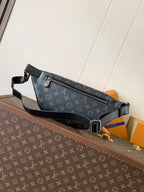 LOUIS VUITTON LV 25S DISCOVERY BUMBAG 44 IN BLACK AQUA MONOGRAM ECLIPSE CANVAS AND CALFSKIN
