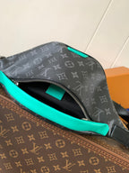 LOUIS VUITTON LV 25S DISCOVERY BUMBAG 44 IN BLACK AQUA MONOGRAM ECLIPSE CANVAS AND CALFSKIN