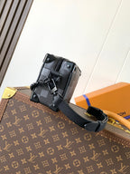 LOUIS VUITTON LV 25S MINI SOFT TRUNK BOX BAG 18 IN DAMOFLAGE BLACK CANVAS AND CALFSKIN