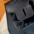 HERMES BIRKIN FAUBOURG TOUCH 20 IN NAVY BLUE CALFSKIN WITH SILVER HARDWARE