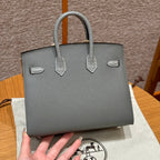 HERMES BIRKIN FAUBOURG TOUCH 20 IN DOVE GRAY CALFSKIN WITH SILVER HARDWARE