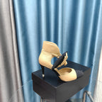 CHANEL HIGH HEELS IN DARK CREAM MIX BLACK SHEEPSKIN WITH FLOWER