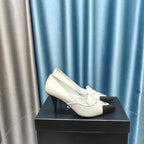 CHANEL HIGH HEELS IN WHITE MIX BLACK SHEEPSKIN