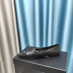 CHANEL BALLET FLAT BLACK SHEEPSKIN POINTED TOE