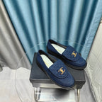 CHANEL MOASINS NAVY BLUE QUILTED LAMBSKIN