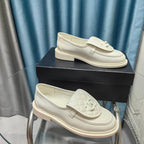 CHANEL MOASINS WHITE QUILTED LAMBSKIN