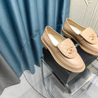 CHANEL MOASINS BEIGE QUILTED LAMBSKIN