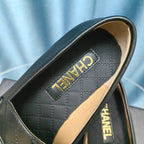 CHANEL MOASINS BLACK QUILTED CALFSKIN