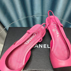 CHANEL SLINGBACKS IN BARBIE PINK MIX BLACK LAMBSKIN