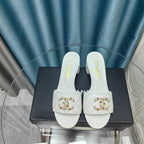 CHANEL MULE SLIDE SANDAL IN WHITE LAMBSKIN