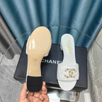 CHANEL MULE SLIDE SANDAL IN WHITE LAMBSKIN
