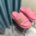 CHANEL PLATFORM HEELS SANDALS IN LIGHT PINK WOOLEN FABRIC