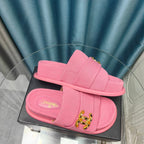 CHANEL PLATFORM HEELS SANDALS IN LIGHT PINK WOOLEN FABRIC