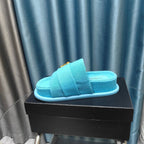 CHANEL PLATFORM HEELS SANDALS IN SAPPHIRE BLUE WOOLEN FABRIC